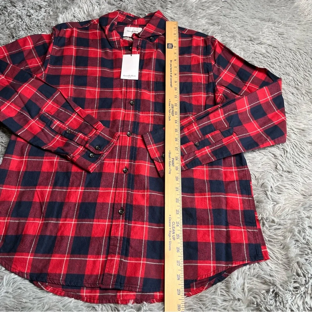 Goodfellow & Co. Shirt Mens Large Plaid Flannel Button Up NWT Red Black